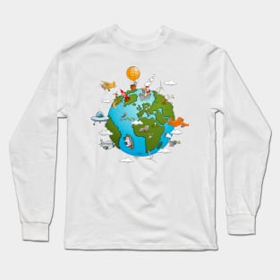 All around the earth - illustration Long Sleeve T-Shirt